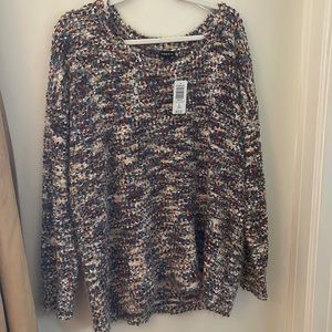 NWT. Multi color drop shoulder pill sweater
